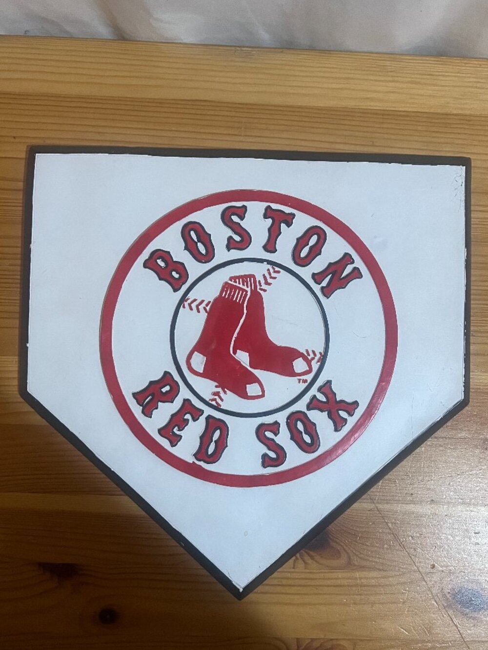 Boston Red Sox Ceramic Home Plate Decorative Man Cave Used Good Condition $50